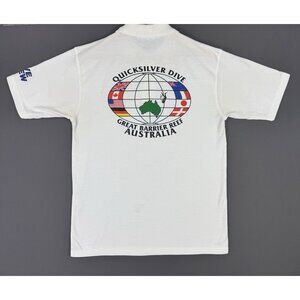 Vintage 80s 90s Rare Quiksilver Dive Great Barrier Reef Australia White Polo